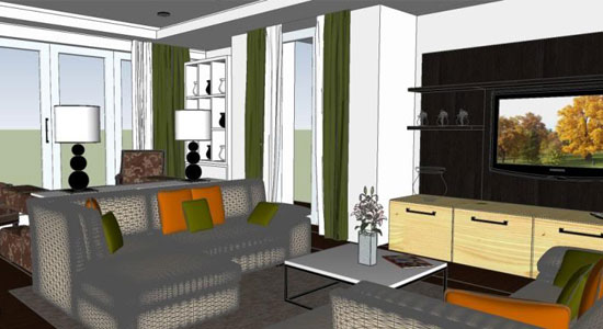 Apply V-ray and Sketchup for interior rendering of a living room