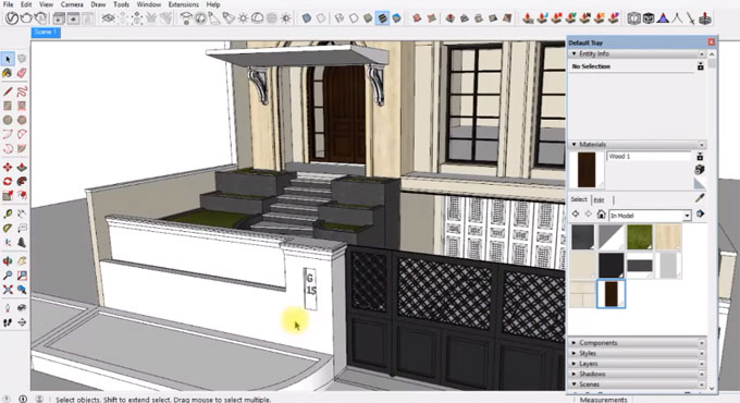 How to design a façade of a building with sketchup and v-ray 3.4