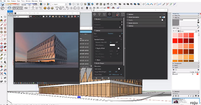 Modeling & rendering of a office building with v-ray 3.4 and sketchup 2017
