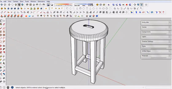 sketchup pro 2015 for making a wooden chair