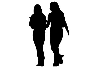 The 2D silhouette, two women talking
