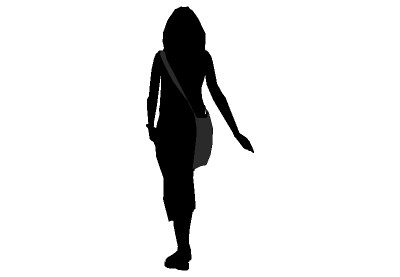 The 2D silhouette, woman walking away