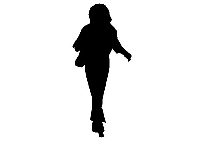 The 2D silhouette, woman walking in a sweater
