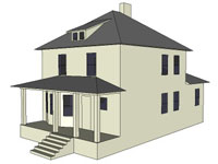 3D Four square house 