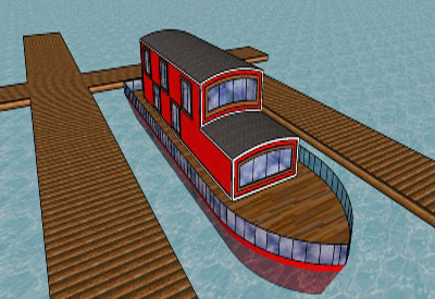 Style House Boat in SketchUp