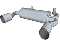 Exhausts Twin Turbo Pipe in Sketchup