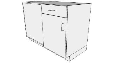 3D Base cabinet 1 Door 1 Drawer Blind Left