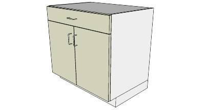 3D Base cabinet 2 doors 1 drawer