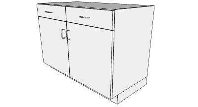 3D Base cabinet 2 doors 2 drawers