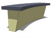  Flat curved concrete bench