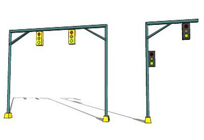 Two simple traffic lights created in Sketchup 3d warehouse.