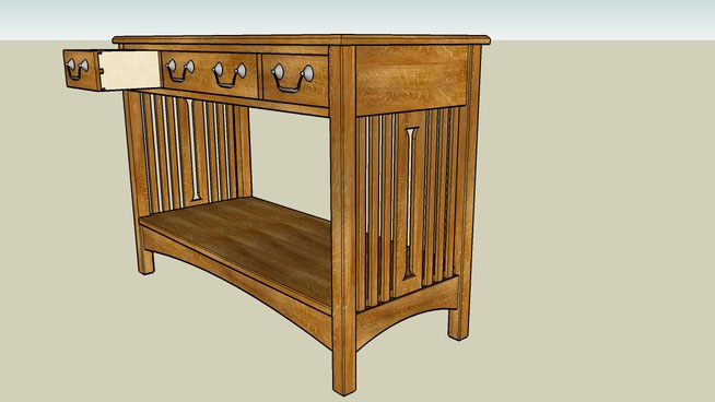 Sketchup model - Arts and Crafts Hall Table