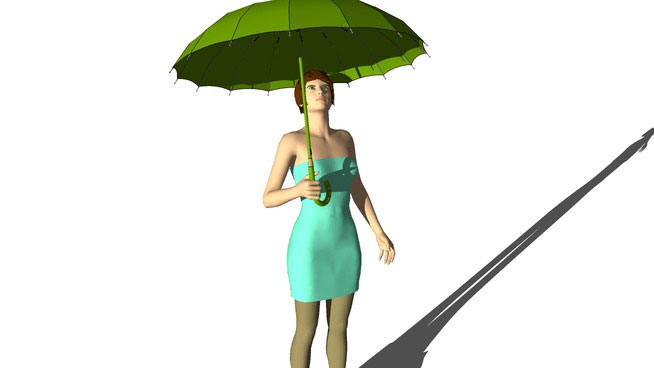 3D Woman in umbrella