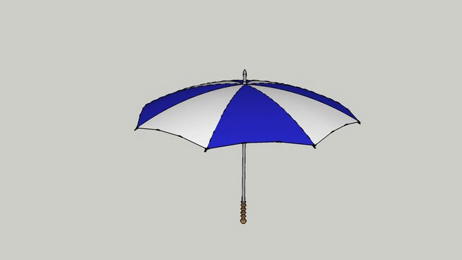 Sketchup model - Umbrella - blue and white