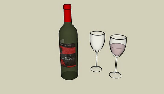 Sketchup model - Wine Bottle with Label
